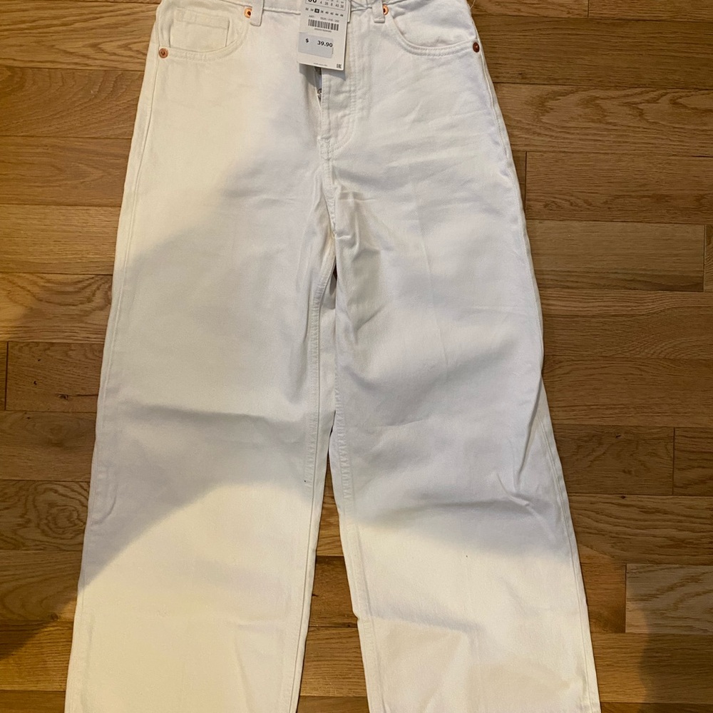 Zara New With Tags High rise wide leg jeans